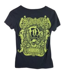 FOX Racing Riders T Shirt Black Florescent Yellow woman XS